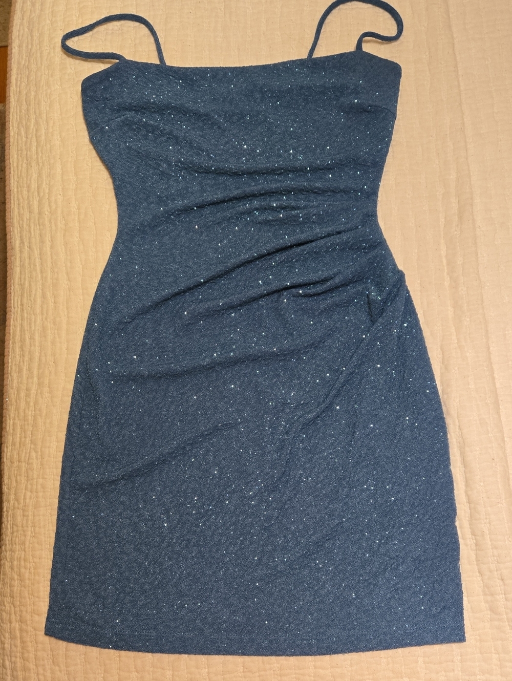 Windsor Sparkle Teal Spaghetti Strap Mini Dress